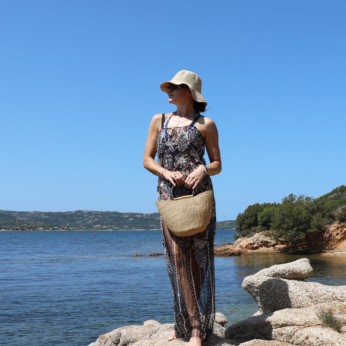 Hibiscus Hand Beaded Resort Gown
