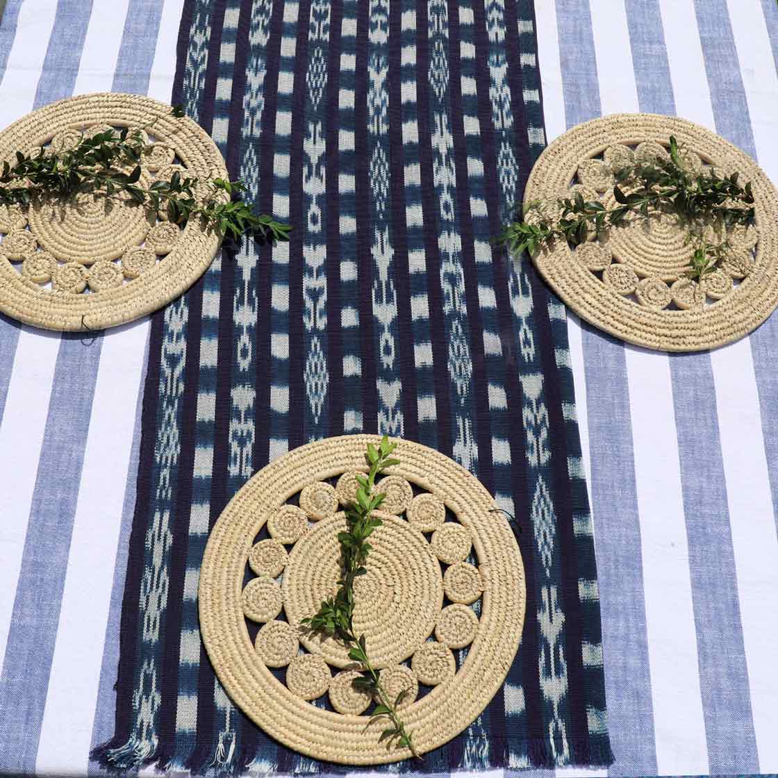 Blue and White 100% Cotton Table Runner