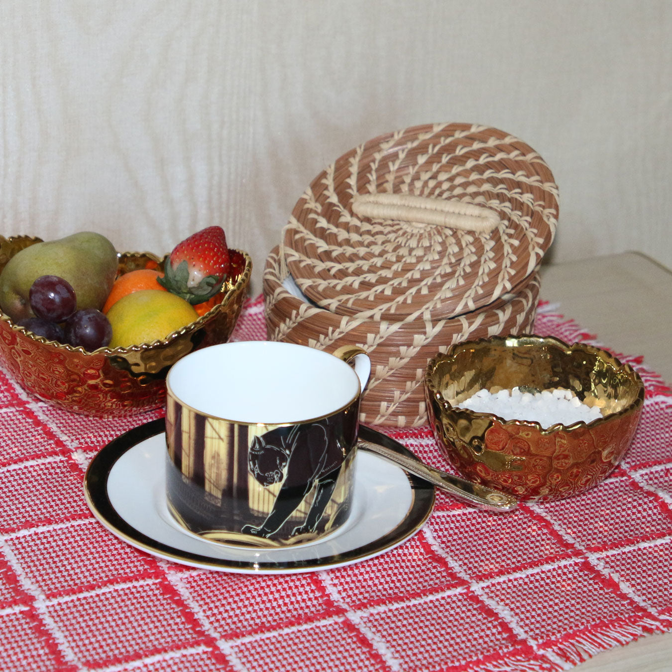 red and white luxury picnic table runner