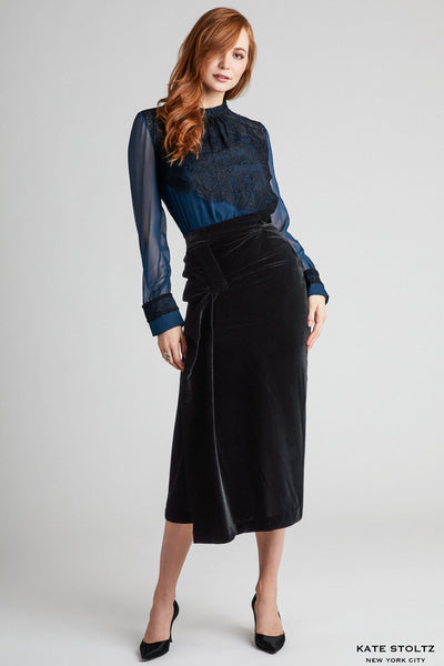 Velvet top skirt black