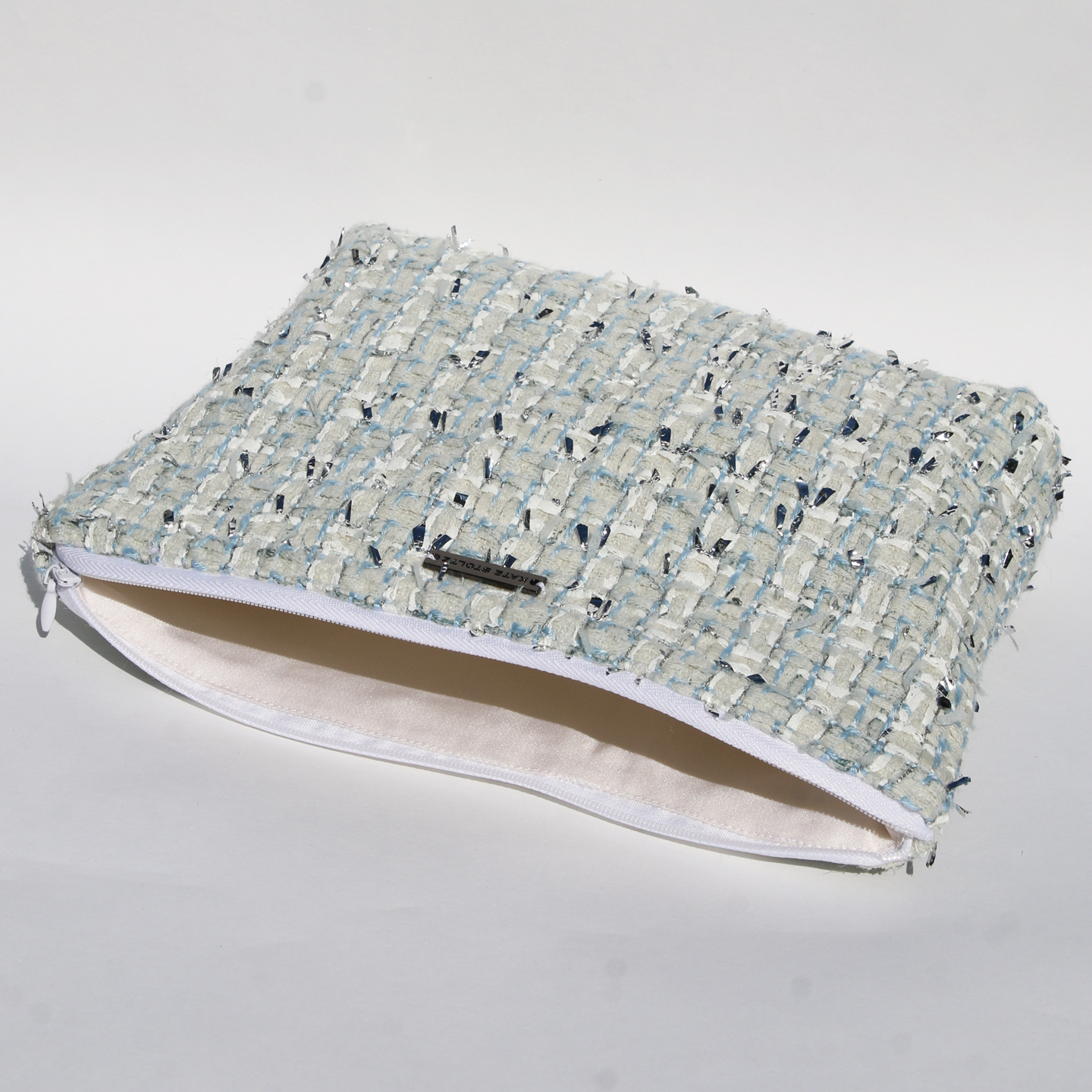 Blue Tweed Travel Zipper Pouch