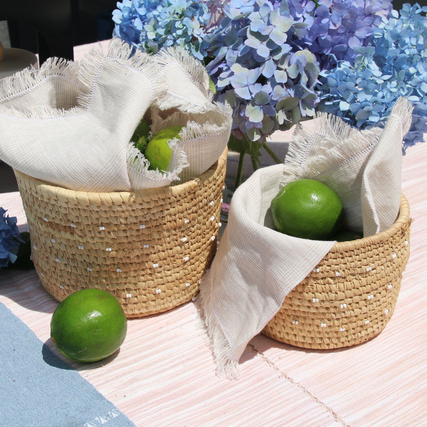 Nomadic Camel Milking Baskets with Handbeaded Rim