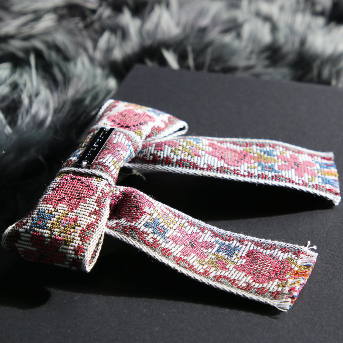 Pink Floral Jacquard Hair-bow Clip