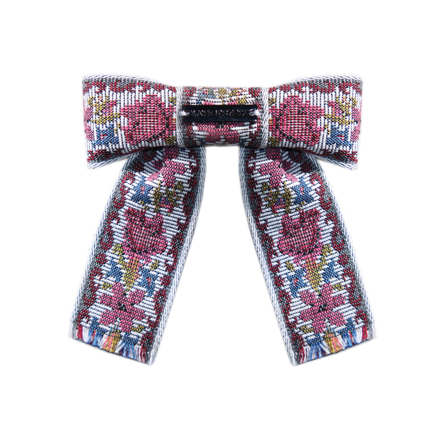 Pink Floral Jacquard Hair-bow Clip