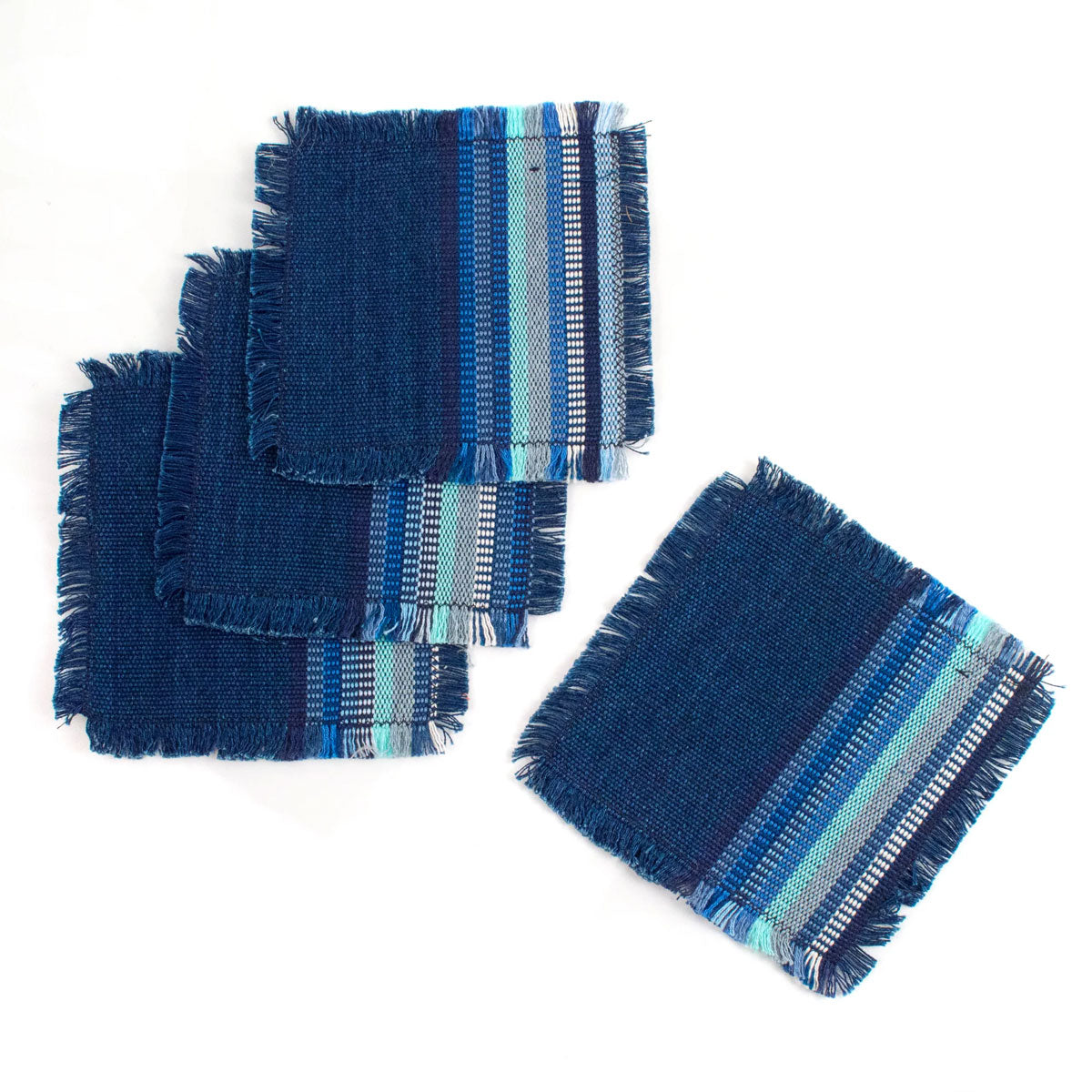 indigo-blue-stripe-cotton-coaster-set-of-4