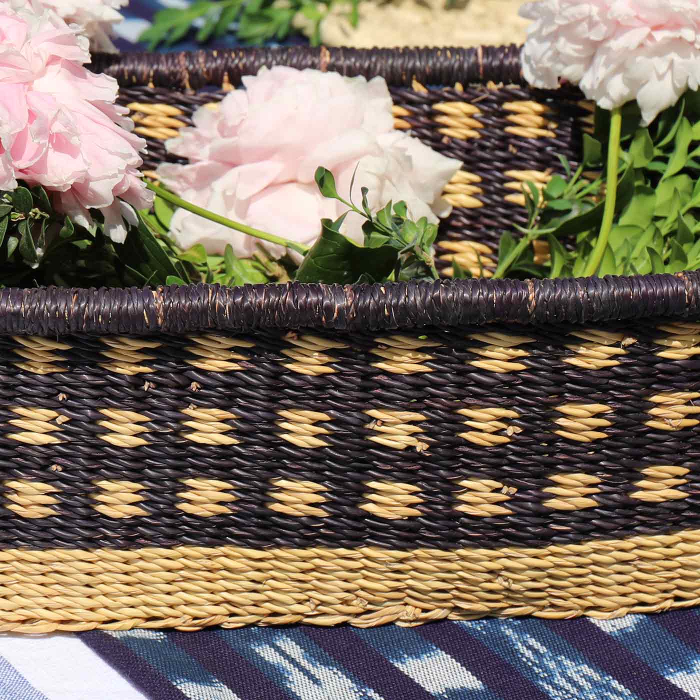 long-narrow-large-handwoven-beige-and-black-table-centerpiece-basket