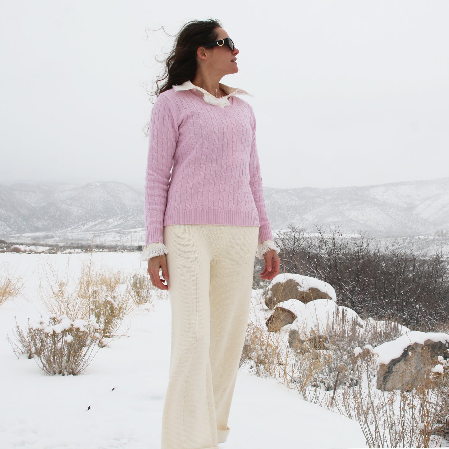 Blue Cable Knit Kate Stoltz Sweater