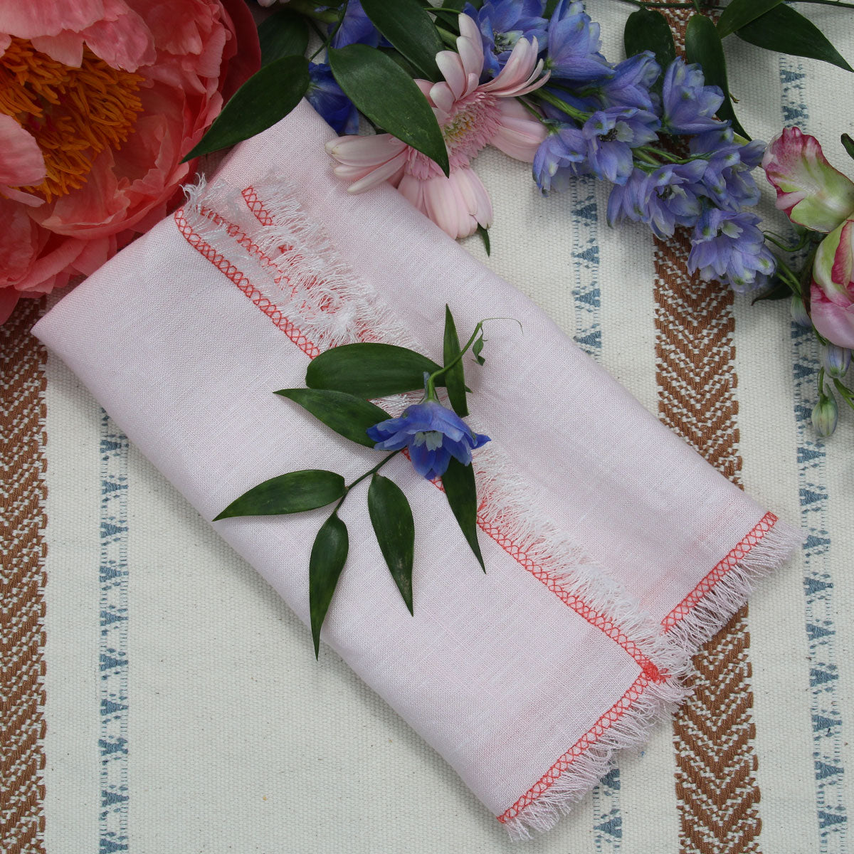 Linen Napkin with Frayed Hem