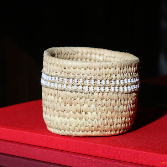 Palm Leaf Baskets with Handbeaded Rim