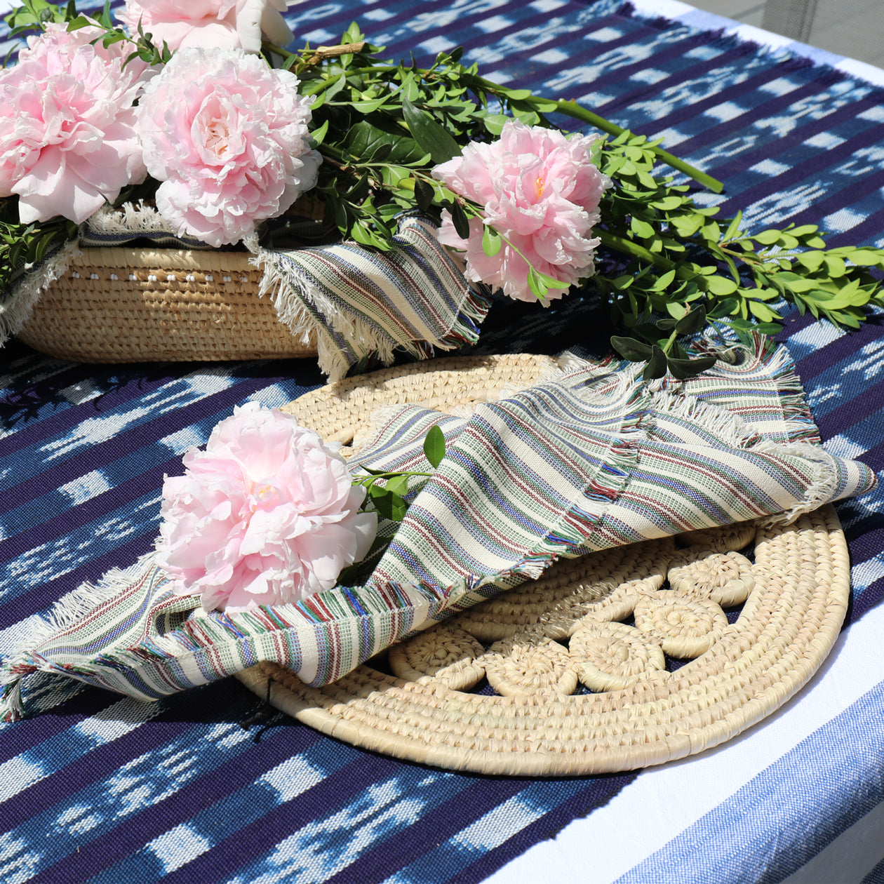 flower center piece rectangular basket raw palm leaf fiber