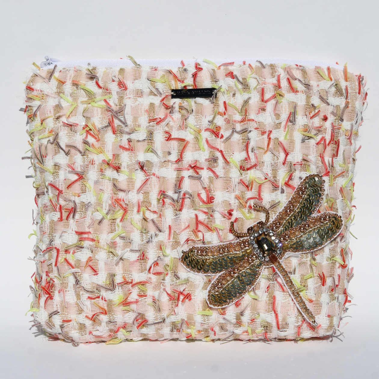 kate stoltz made in usa  Analyzing image      tweed-zipper-pouch-with-sequin-dragon-fly