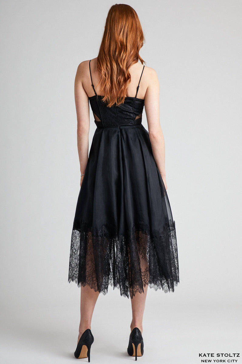 black organza cocktail dress