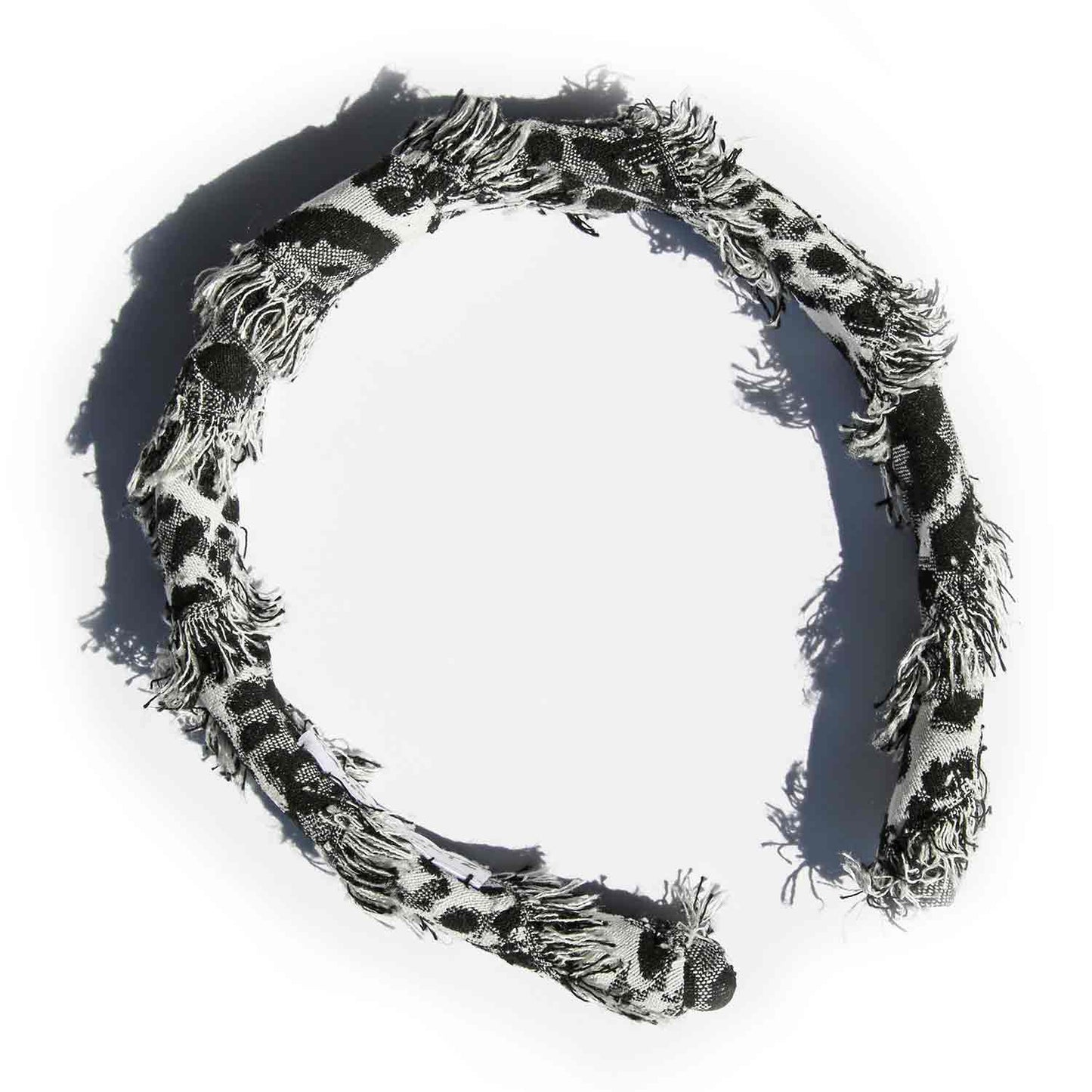 Black and White Safari Animal Frayed Headband