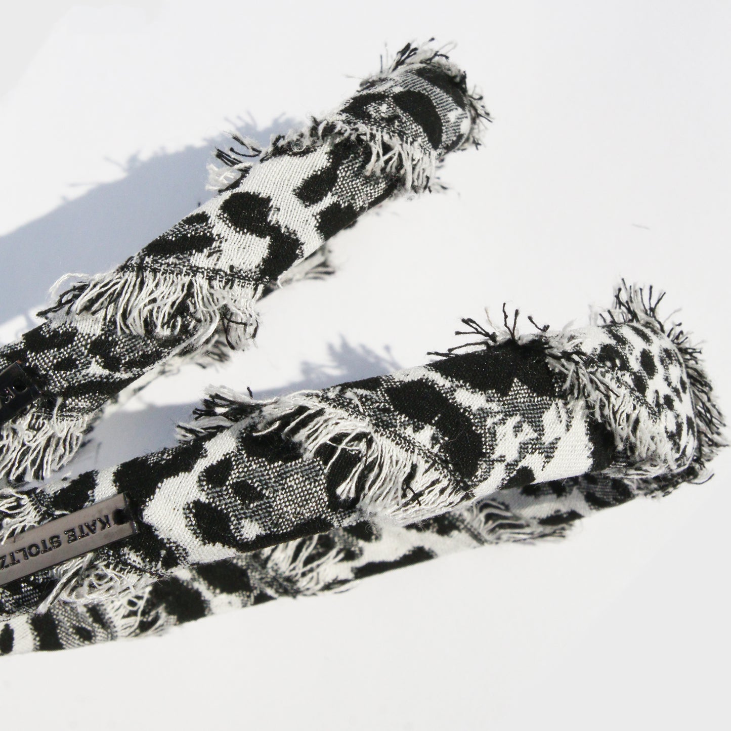 Black and White Safari Animal Frayed Headband