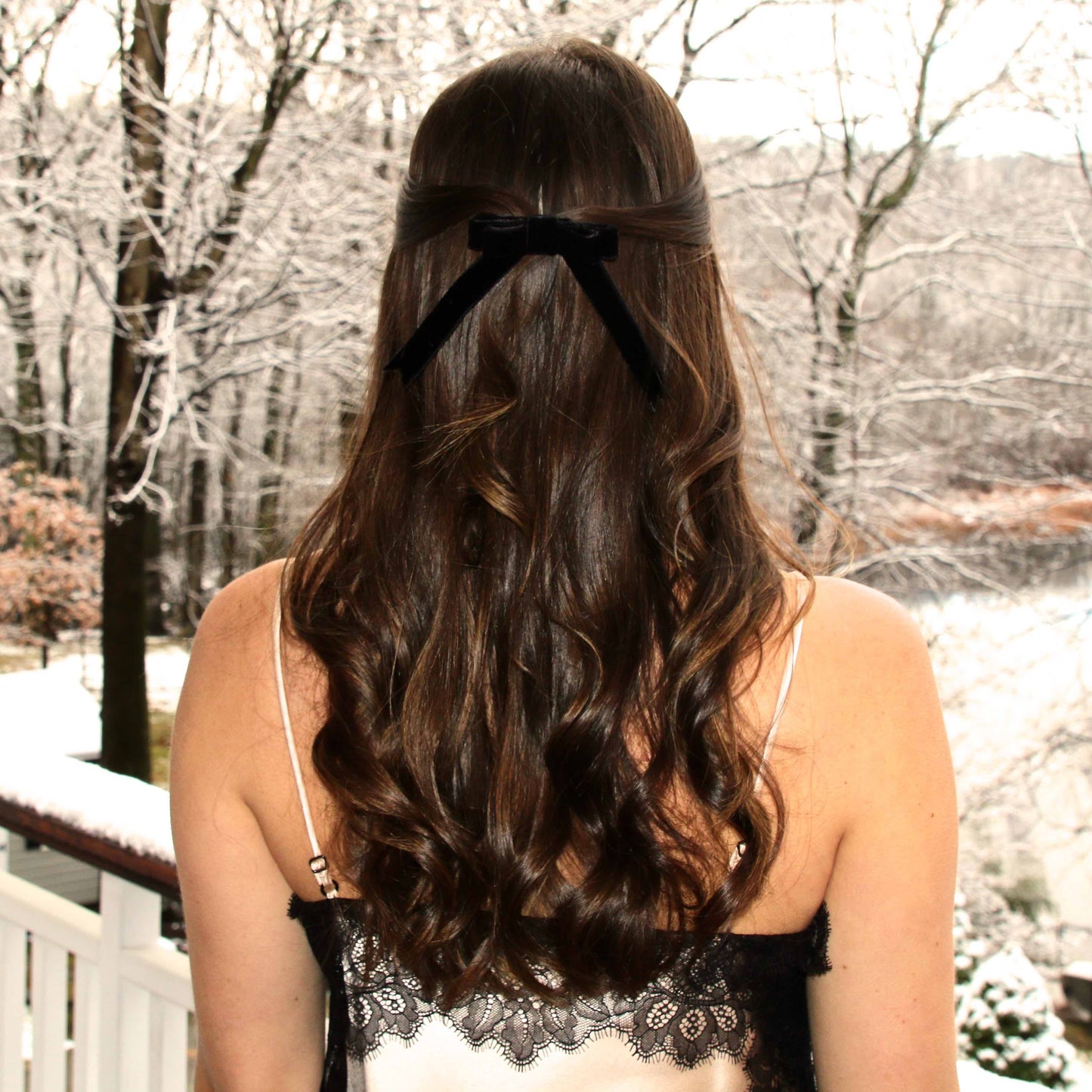 black couture velvet hair bow 