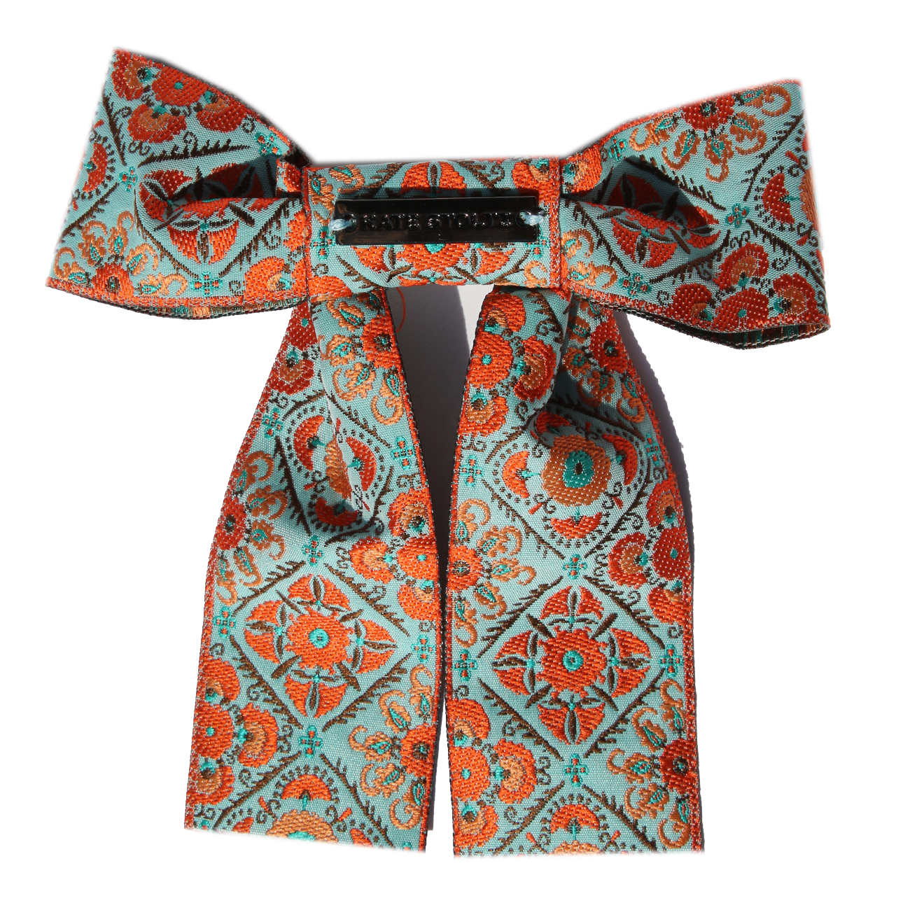 blue-orange-intricate-jacquard-ribbon-hair-clip-bow