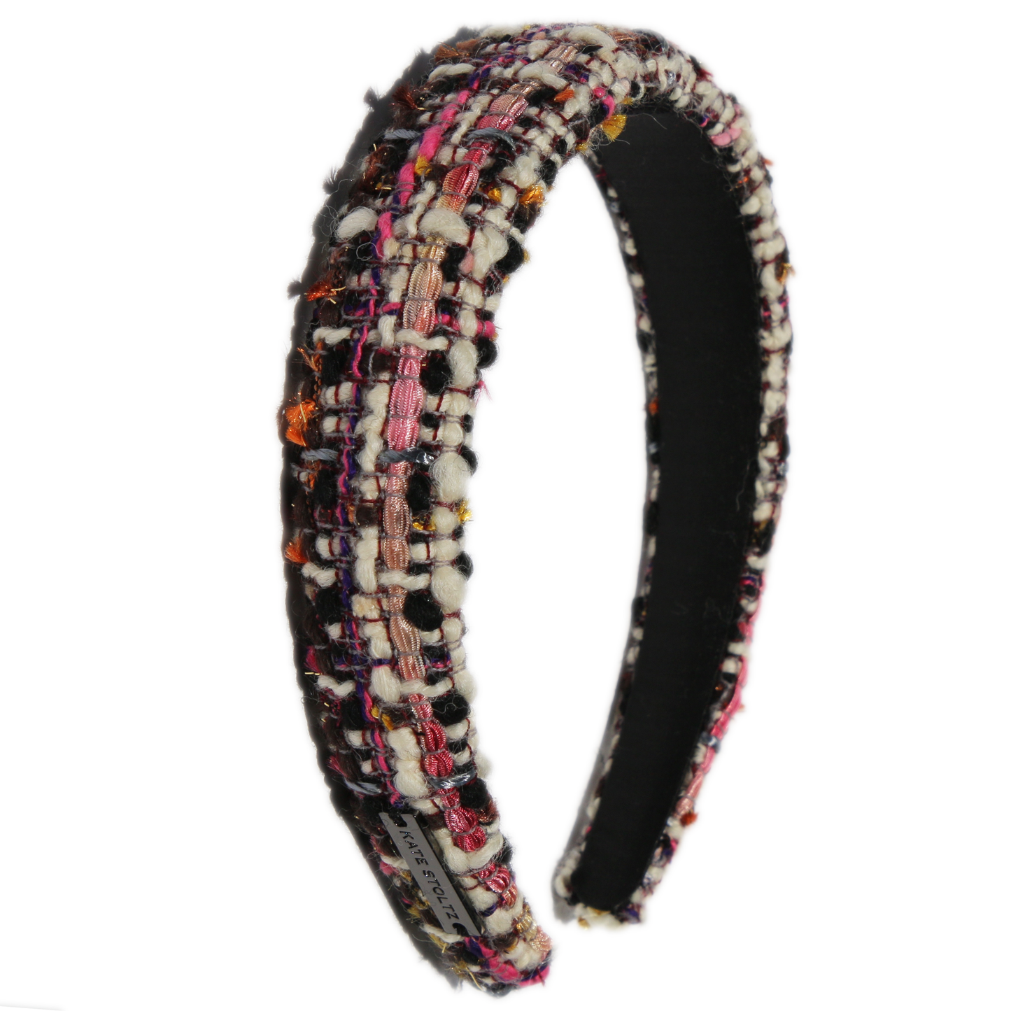     candy-pink-and-black-tweed-headband