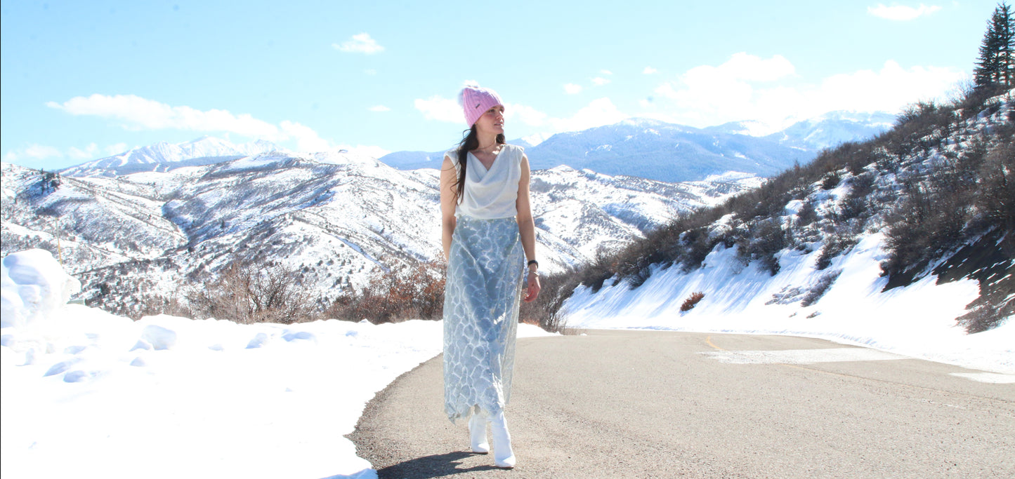 fall winter 2022 silver sequin skirt 