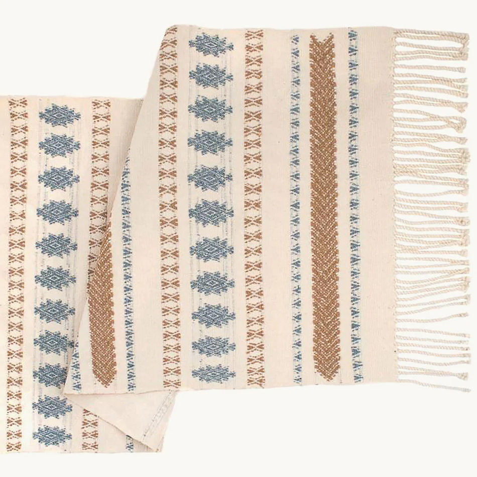 gold-blue-and-white-boho-table-runner