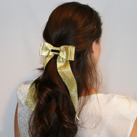 Large Metallic Gold Hair-bow Clip