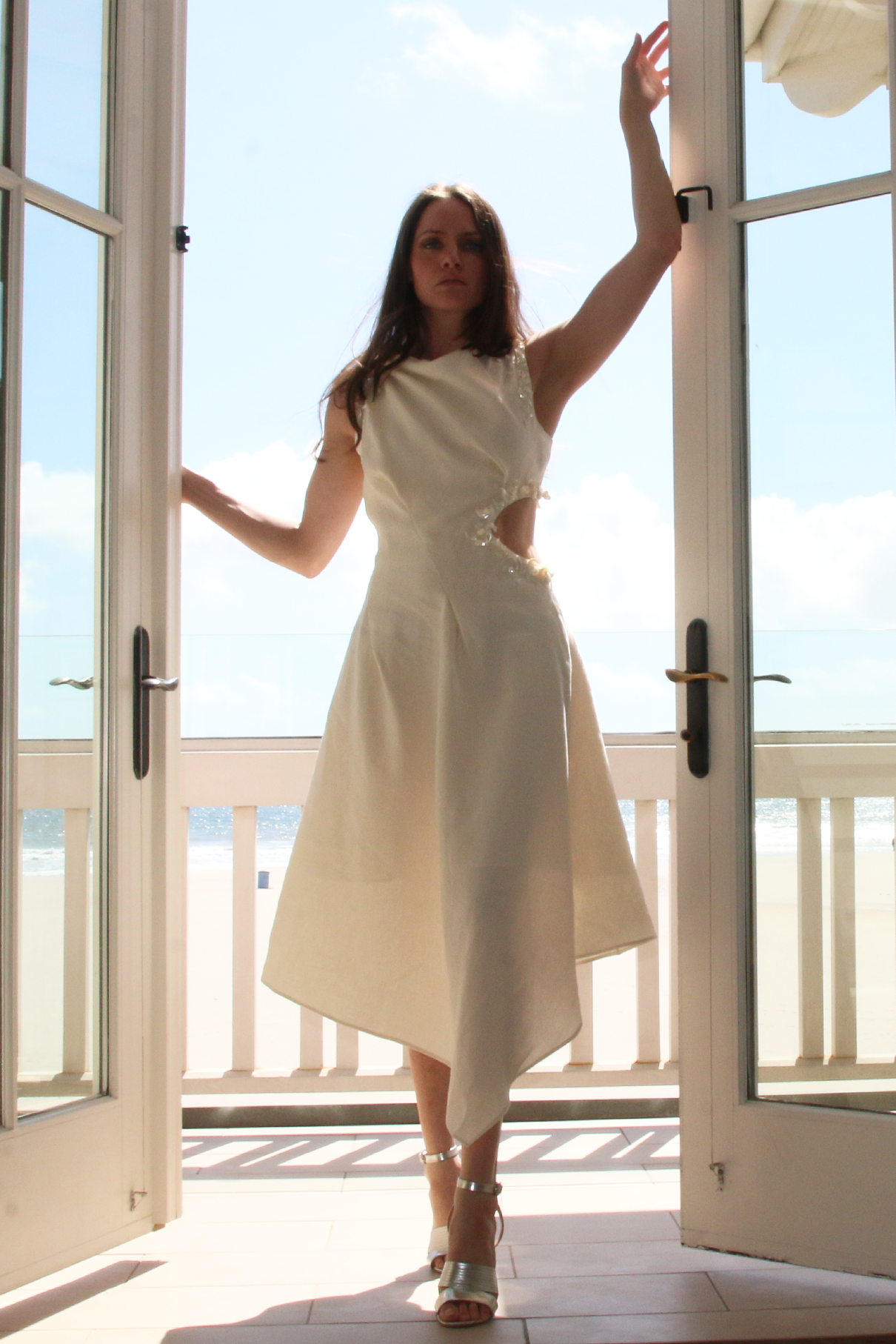 Draped Linen Seashell Dress