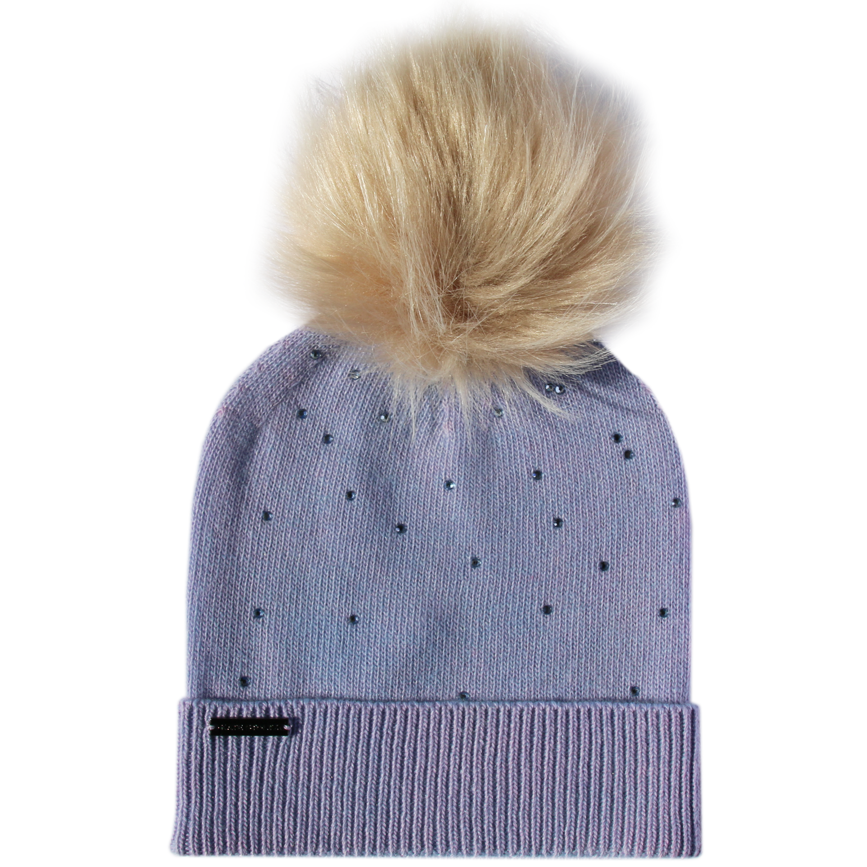    lavender-cashmere-hat-with-tan-pom-pom