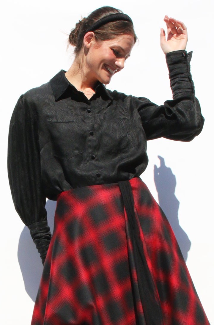 manipulated-plaid-wool-skirt