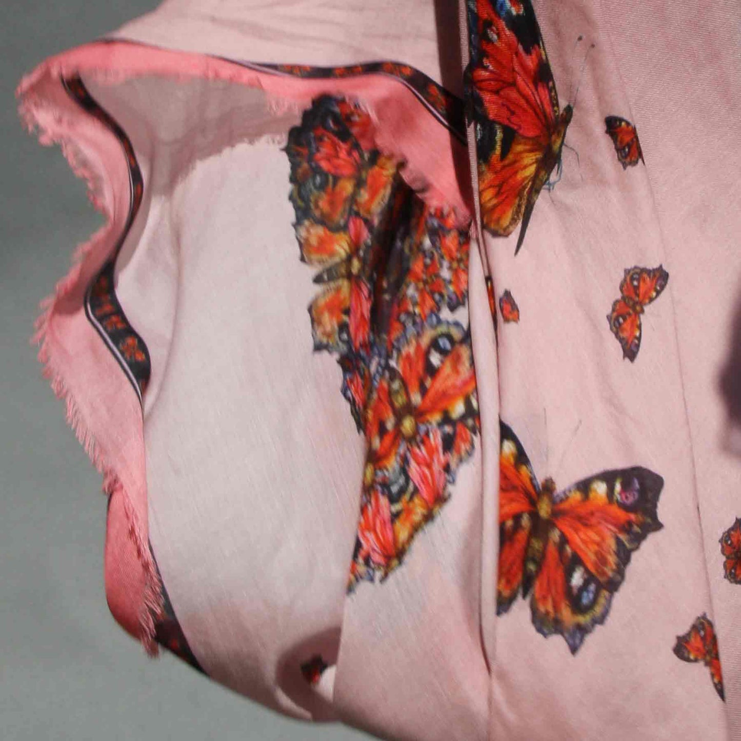 Pink Butterfly Skull Italian Modal Cashmere Scarf