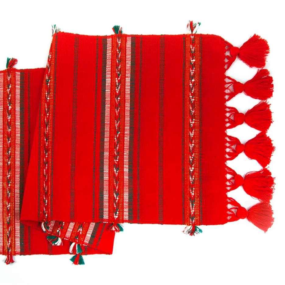 Red Ikat Holiday Table Runner