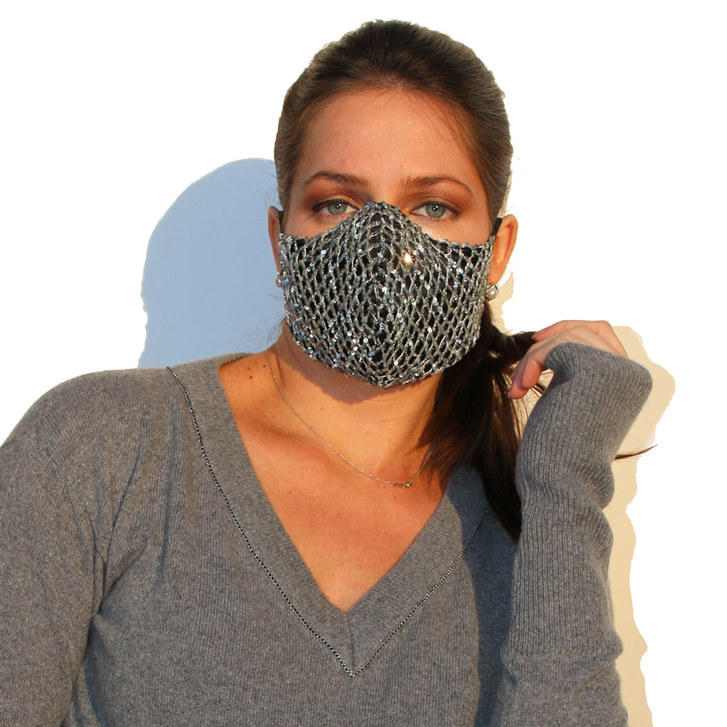 silver sequin designer mask