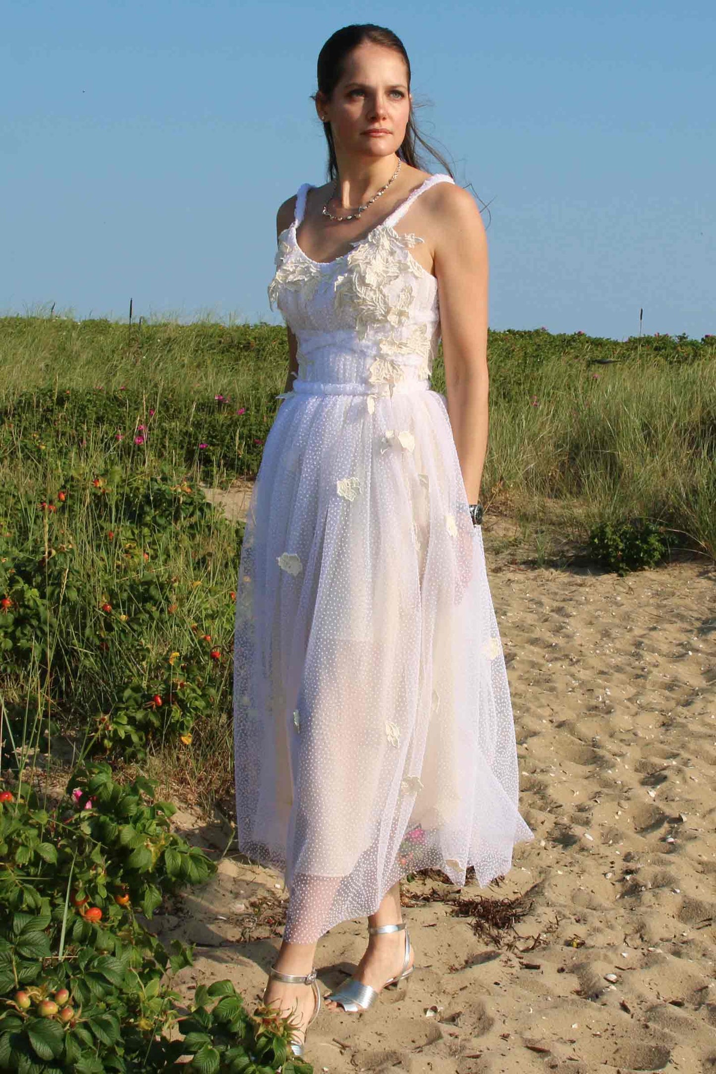 Dot Tulle Appliqúe Dress