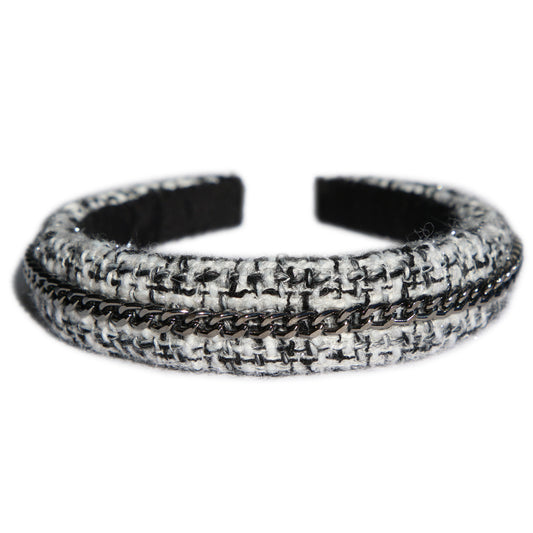 Rena Chain Tweed Frayed Headband