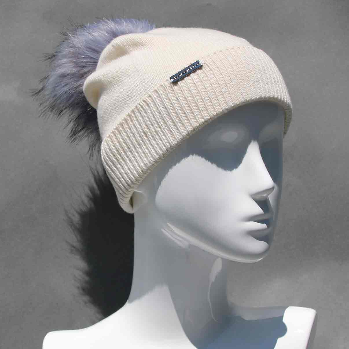 Classic Knit Cashmere Hat with Faux Fur Pom Pom /Multiple Colors